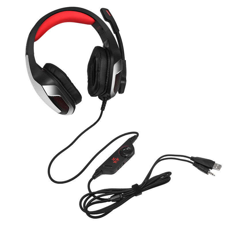 V4 3.5mm Wired Control Lighting Gaming Deep Bass Headphone Noise Cancelling Metal Headset With Mic
