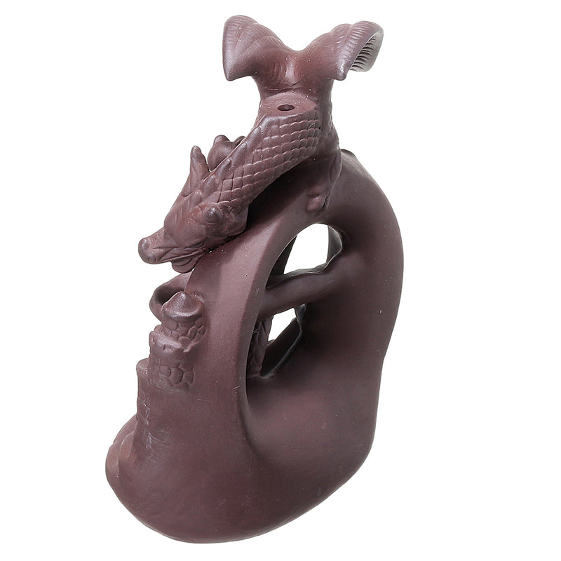 Waterfall Backflow Ceramic Dragon Incense Burner Cone Holder Censer Home Decor