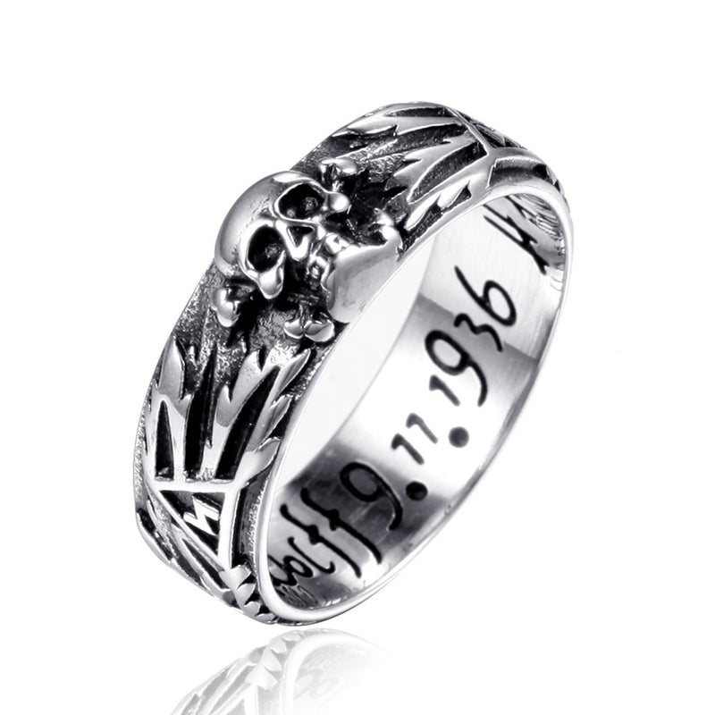 Punk Biker Skull Finger Ring Titanium Steel Men Women Couple Size 8-11 Jewelry
