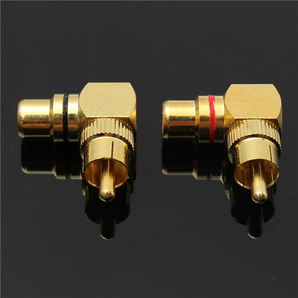 2pcs Brass Right Angle RCA Adapter Male to Female Plug Connector