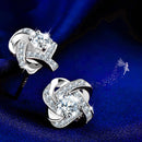 Sweet Women Zircon Cross Ear Stud Platinum Plated Rhinestones Earrings