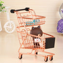 Children Mini Metal Shopping Trolley Kids Pretend Role Play Desktop Organizer Toy