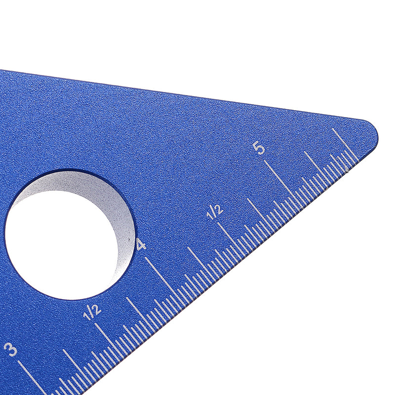 Blue Aluminum Alloy  90 Degrees Height Ruler Metric Inch Woodworking Triangular Ruler