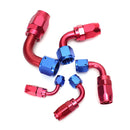 90 Degree Car Swivel Hose End For Braided Nylon Red Blue Aluminum