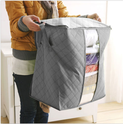 Foldable Bamboo Charcoal Storage Box Clothes Blanket Closet Organizer Bag Quilts Storage Bag
