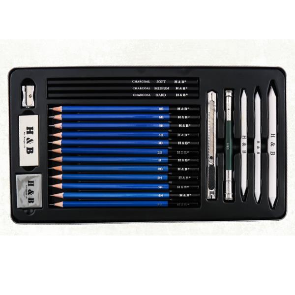 H&B HB-SDTB23 Sketch Drawing Pencil Set Professional Painting Pencils School Art Supplies Beginner Drawing Art Tools