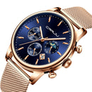 CRRJU 2266 Fashion Full Steel Mesh Calendar Chronograph 24hours Men Quartz Watch