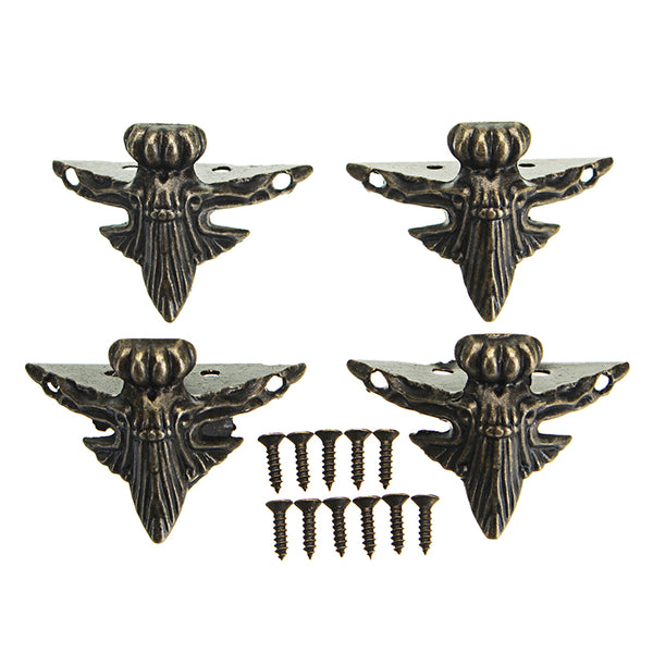 Antique Bronze Box Legs Feet Corner Protector Zinc Alloy Ambossing Decorative Hardware Case Vintage