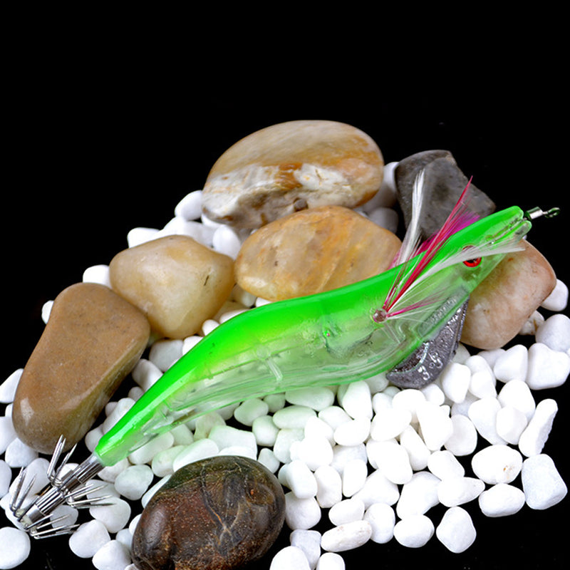 ZANLURE 1pc 3.5cm 21g 3D Eyes Luminous Electronic Wood Shrimp Lure Cuttlefish Jigs Fishing Lure