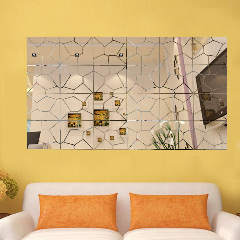 18cm 7Pcs DIY Acrylic Modern Mirror Decal Art Mural Wall Sticker Home Decor Removable Stickers