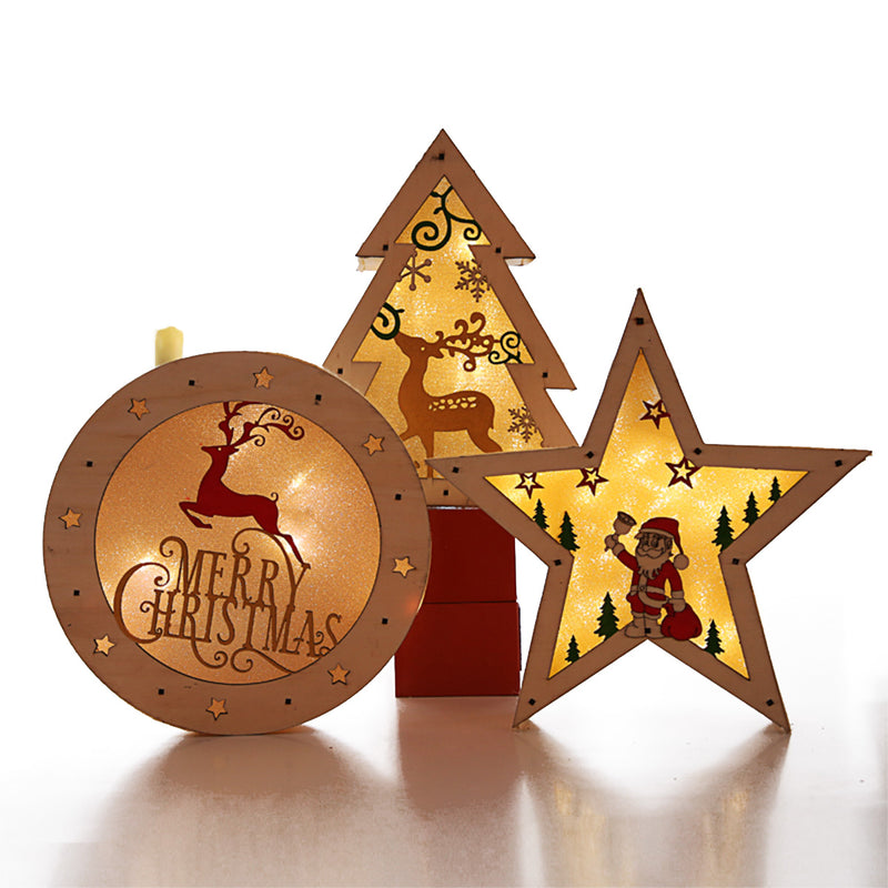 LED Light Christmas Decorations Wooden Desk Ornaments