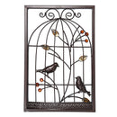 Jeweled Birds Tree Birdcage Sculpture Iron Wrought Hanging Wall Art Decorations Framed
