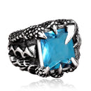 Cool Punk Dragon Claw Zircon Ring Stainless Steel High Polished Ring Halloween Jewelry