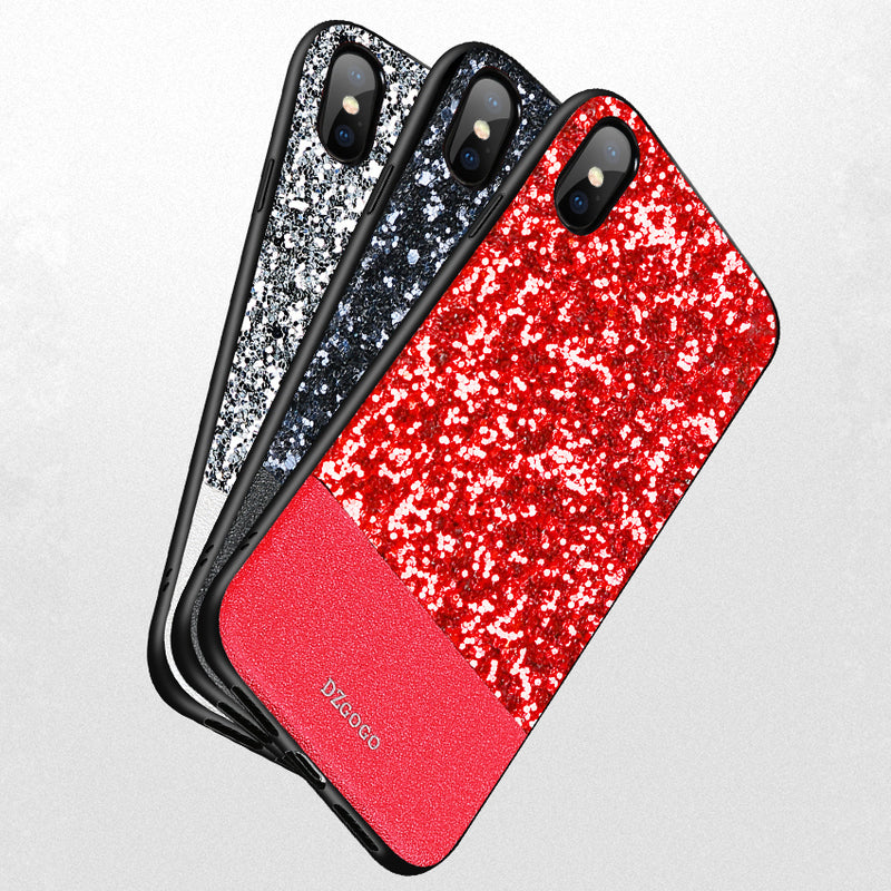 DZGOGO Diamond Bling PU Leather Protective Case for iPhone X