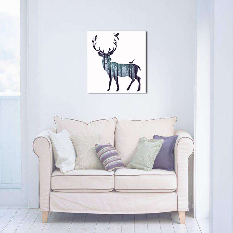 Miico Hand Painted Oil Paintings Simple Style-A Side Face Deer Wall Art For Home Decoration Painting