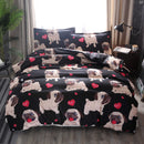 3 PCS Bedding Sets Animal Lovely Dog Printing Quilt Cover Pillowcase For Full Size