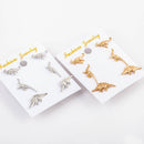 Cute Dinosaur Stud Earring Silver Gold Animal Ear Stud One Set of Sweet Earrings Jewelry for Women