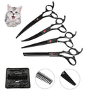 Pet Cat Dog Grooming Kit 7 Inch Scissors Hair Cutting Curved Thinning Shears Comb