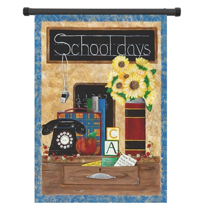 28"x40" School Days Back to School Fall House Flag Sunflower Books Desk Baner Decorations