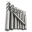 Drillpro 8pcs 2-12mm 4 Flute End Mill Cutter HSS Straight Shank Milling Cutter CNC Tool
