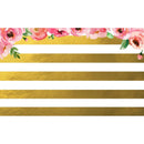 5x3FT 7x5FT Pink Flowers Gold White Stripes Photography Backdrop Studio Prop Background