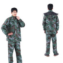 Camouflage Adult Raincoat Suit Poncho Motorcycle Hiking Rainwear Outdoor Tops+Pants