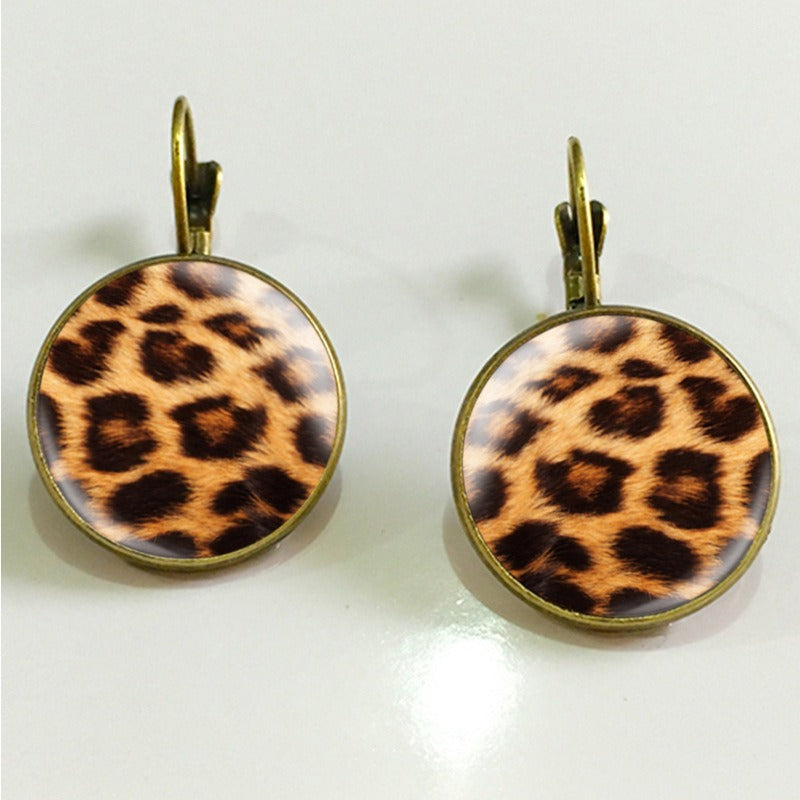 Retro Leopard Print Earrings Time Gem Ear Drop Earring Ethnic Jewelry For Women