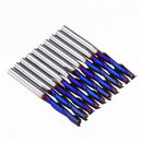 Drillpro 10pcs 3.175mm Shank Blue Coated Spiral Flat End Mill Two Flute CNC Milling Cutter
