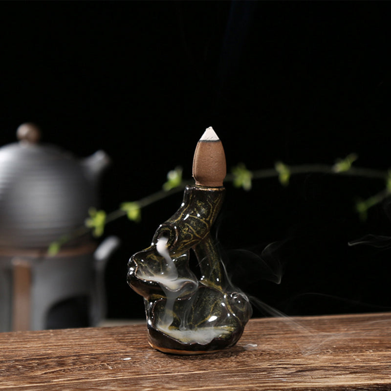 Ceramic Backflow Incense Cone Burner Incense Stick Holder Stream Cloud Moon Lotus Pond Fragrant Censer Decor