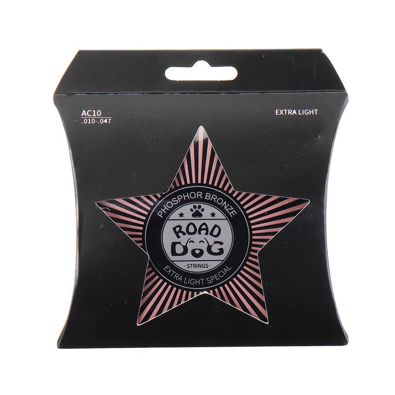 ROAD DOG AC10 6 Pcs Set Ultra-thin Coating Softer Phosphorus Copper String Electric Guitar Strings