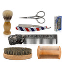 Beard Grooming & Trimming Kit Facial Styling Shaver Comb Brush Scissors Mens Care Tool Set