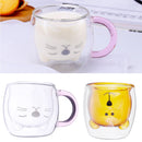 Cat Bear Glass Cup Double Wall Clear Tea Coffee Milk Drink Mug Container Decor