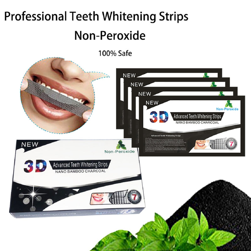 14 Pcs 3D Bamboo Charcoal Mint Non-peroxide Whitening Tooth Paste Strips Whitening Tooth Stain Removing And Yellow Removing Dental Tools