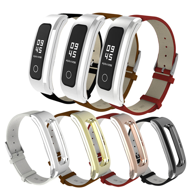 Mijobs Soft Genuine Leather Strap Replacement Watch Band for Huawei Honor 4 Running Version
