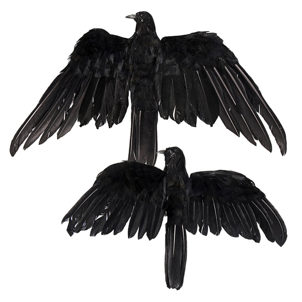 Realistic Looking Halloween Decorations Birds Black Feathered Detachable Crow
