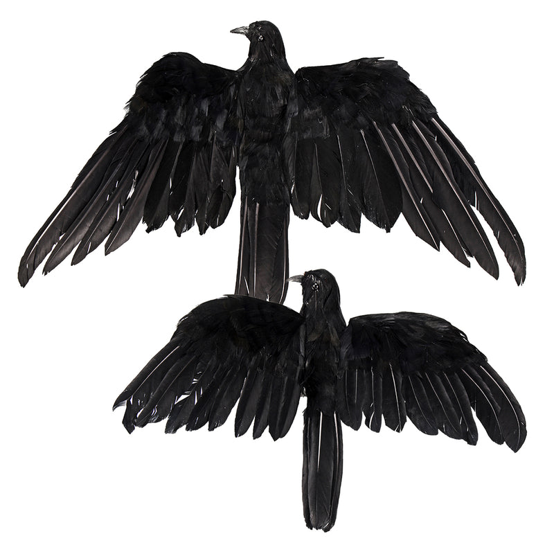 Realistic Looking Halloween Decorations Birds Black Feathered Detachable Crow