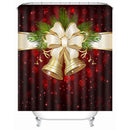 Christmas Bell Pattern Waterproof Bathroom Curtain Home Snowman Shower Curtain