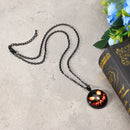 Halloween Pumpkin Witch Necklacee Cute Chain Time Gem Glass Pendant Necklacee