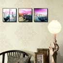 Miico Hand Painted Three Combination Decorative Paintings Shipside Wall Art For Home Decoration