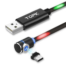TOPK L-Line 1m Magnetic Cable USB C Type C Data Cable & Micro USB Cable LED Magnet Charger Cable For Samsung Xiaomi Huawei