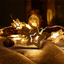 1.2M Battery Powered 10 LED Warm White Wooden Romantic Pentagram String Light Holiday Lamp DC3V