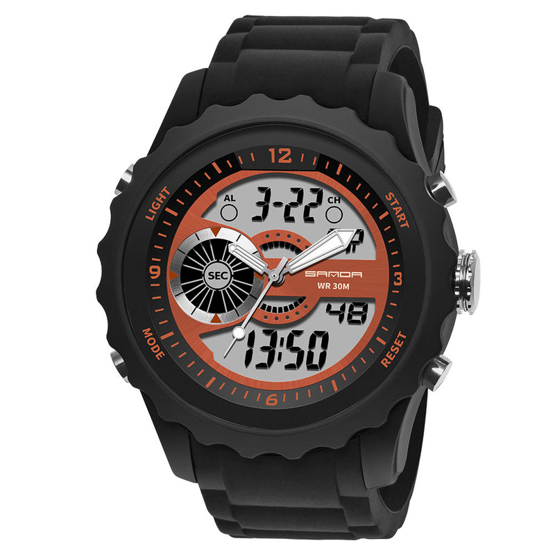 SANDA 769 Dual Digital Digital Watch Men PU Stopwatch Luminous Display Calendar Outdoor Sport Watch