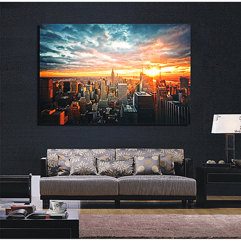 New York City Night Silk Cloth Poster Painting Modern Wall Paper Art Oil Picture Living Room Home Decor