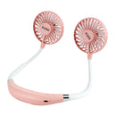 KUMI Portable Mini USB Fan Hands-free Neck Hanging USB Charging Sports Fan 3 Gears USB Air Conditioner Cooler Fans With 2 Light Gears