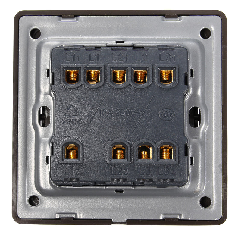 250V 1AA 3 Gang 2 Ways Wall Switch Wall Socket With Screws