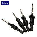 Drillpro DB-C2 4pcs Carpentry Countersink Drill Bit Set Woodworking Tools