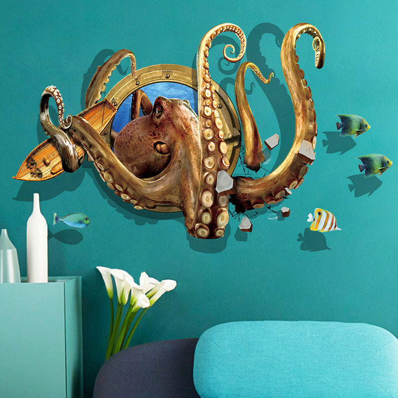 Miico Creative 3D Sea Animals Octopus Frame PVC Removable Home Room Decorative Decor Sticker