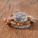 Bohemian Stone Crystal Bangle Healing Bead Pendant Chain Bracelet Jewelry Unisex