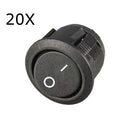 20Pcs Black Mini Round 2 Pin SPST ON-OFF Rocker Push Button Switch