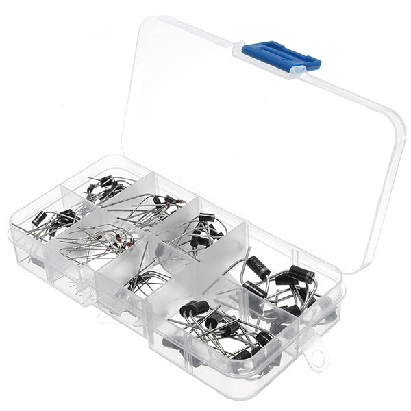 100 Pcs Diodes Kit Rectifier Schottky 1N4007 1N4148  1N5817 1N5408 1N5822 1N5399 FR107 FR207 In Component Box